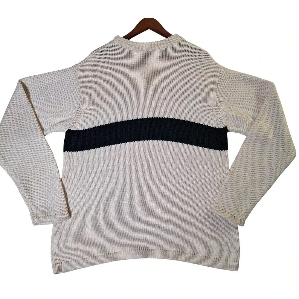 Polo Jeans Ralph Lauren Sweater XL Off-White Ribbed Knit Heavy Striped